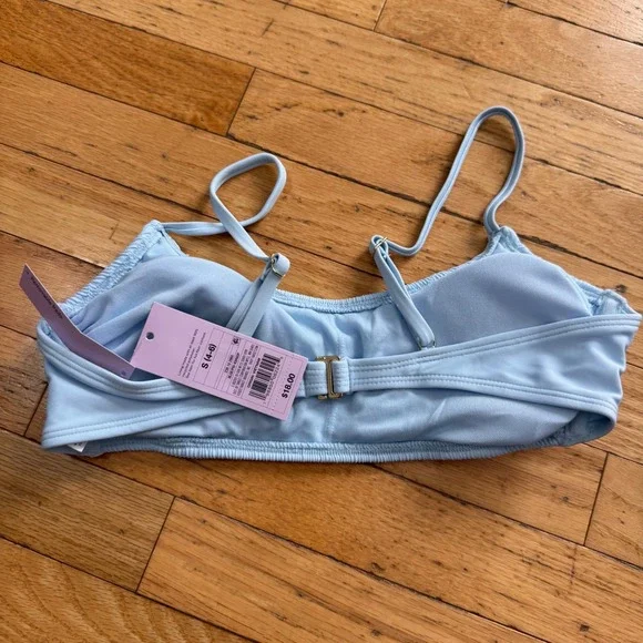 Wild Fable Light Blue Smocked Bralette Bikini Top Size S Removable Pads NWT - Picture 3 of 6